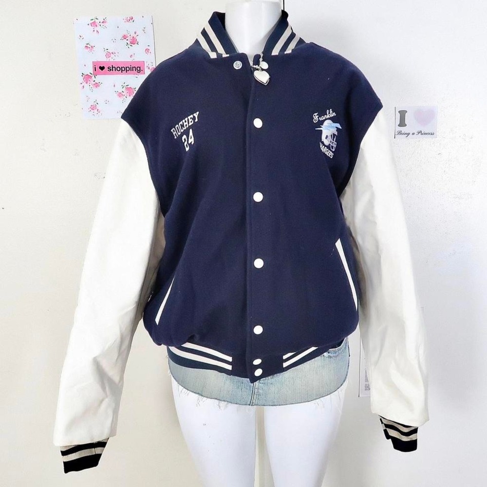 Y2K Varsity Jacket Navy & White (M/L)